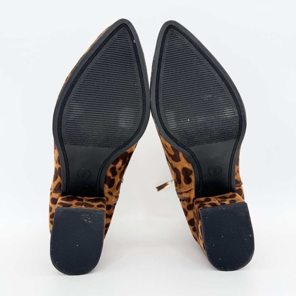 A New Day Valerie Microsuede City Ankle Bootie Leopard 7 Block Heel Statement - Picture 12 of 13